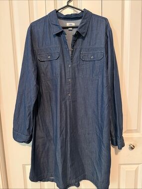 Old Navy Dark Blue Denim Shirt Dress